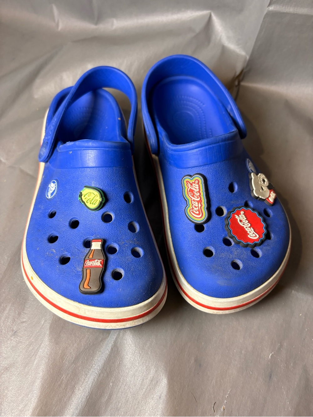 Kids Blue Crocs Sandals with Coca-Cola Charms
